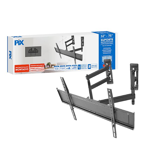 Suporte Tv Multi-Articulado 32'' a 75'' Coluna Montado Px-38