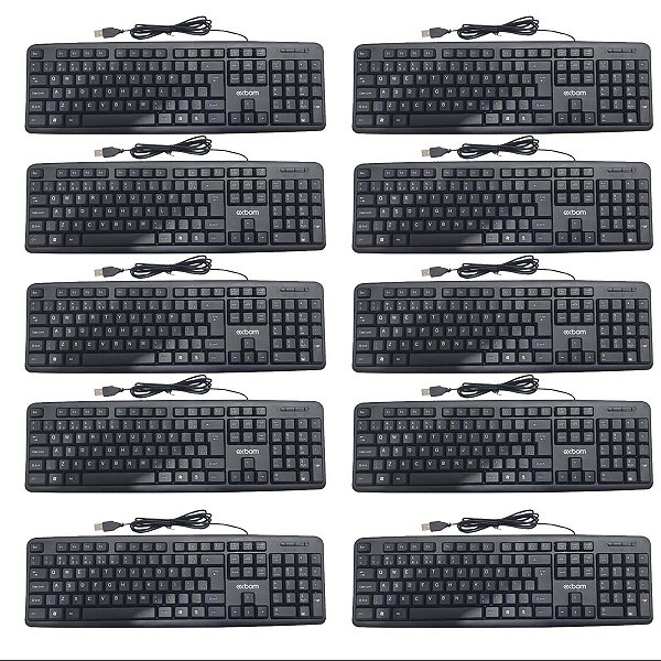 Kit 10 Teclado Usb Standard Abnt2 Padrão Brasileiro Bk-102