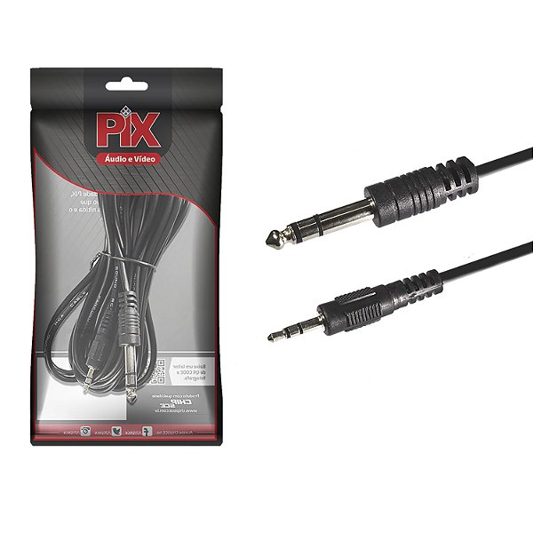 Cabo Áudio P2 3,5mm Jack Estéreo Para P10 Estéreo 5 Metros