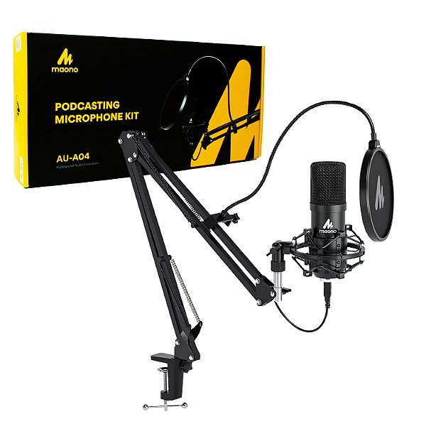 Kit De Microfone Condensador Podcast C/ Suporte Braço Filtro