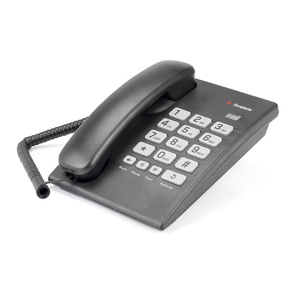 Telefone Fixo Mesa Com Fio Ibratele Cor Preto Numero Grande