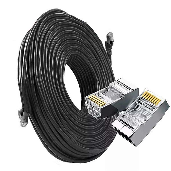 Cabo De Rede E Cftv Blindado Ftp Gigabit Crimpado Pronto 50m