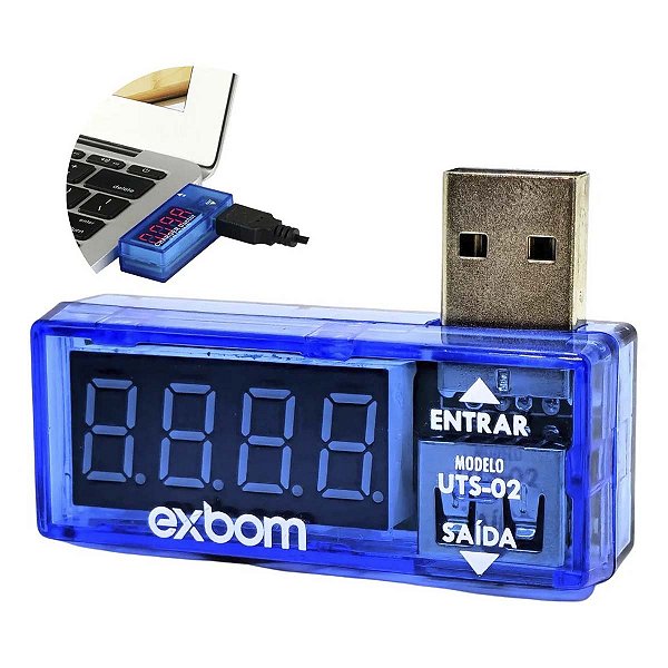 Exbom UTS-S2 testador de voltagem E amperagem para porta USB