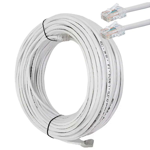 Cabo de Rede Cftv 10 Metros 8 Vias Upt 4 Pares Cat5 Branco