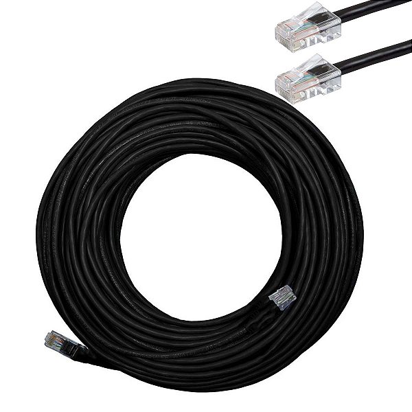 Cabo De Rede Cftv 20 Metros 8 Vias Upt 4 Pares Cat5 Preto