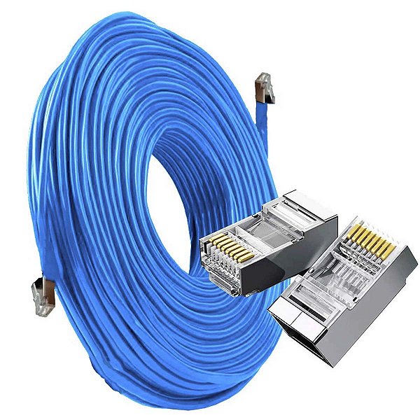 Cabo De Rede Cftv Blindado Ftp Gigabit Crimpado Pronto 15m