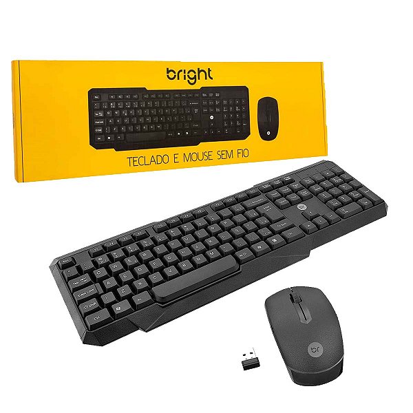Kit Teclado e Mouse Sem Fio Bright Robusto E Resistente 0055