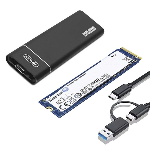 Ssd Portátil Externo 1tb Usb C Usb 3.1/3.0 Nvme 10 Gbps Novo