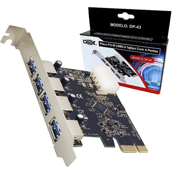 Placa Pci-e Usb 3.0 4 Portas 5gbps Dp-43 Dex