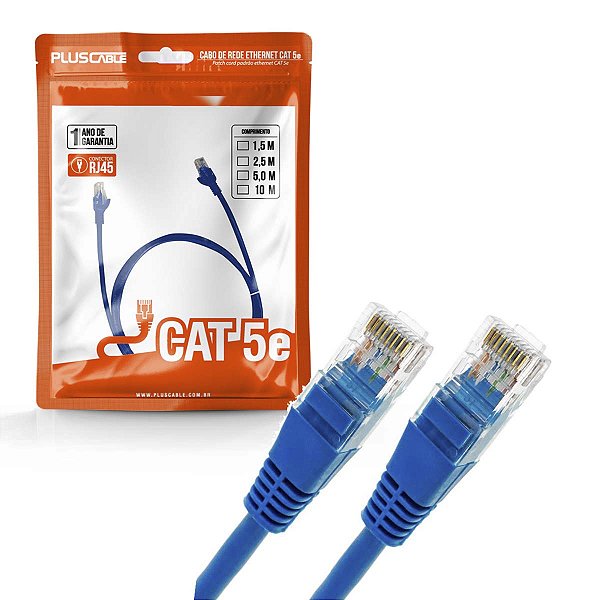 Cabo De Rede Patch Cord Plus Cable Cat.5E 1,5M Azul Gigabit