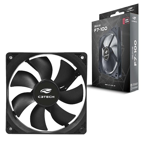 Cooler Fan Para Gabinete C3Tech 120mm 12cm Preto F7-100Bk