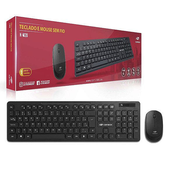 Kit Teclado E Mouse Sem Fio C3tech Multimídia K-W20BK Preto