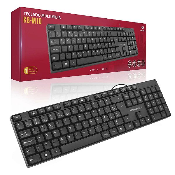 Teclado Usb Resistente a Respingos Kb-M10Bk Preto C3Tech