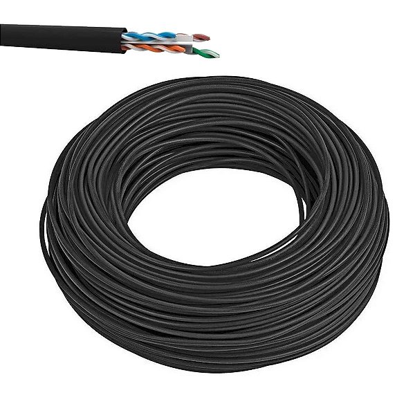 Cabo de Rede Cat6 Cobre Utp 4 Pares Preto 100 Metros Giga