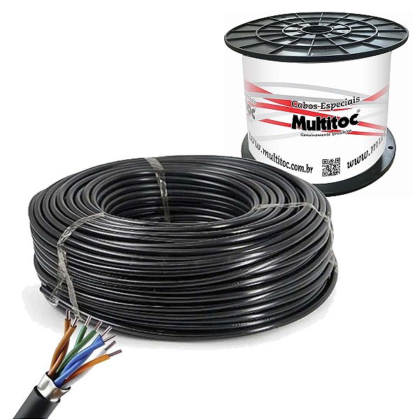 Bobina Cabo De Rede Blindado Preto 4 Pares Cat5 Ftp 305m