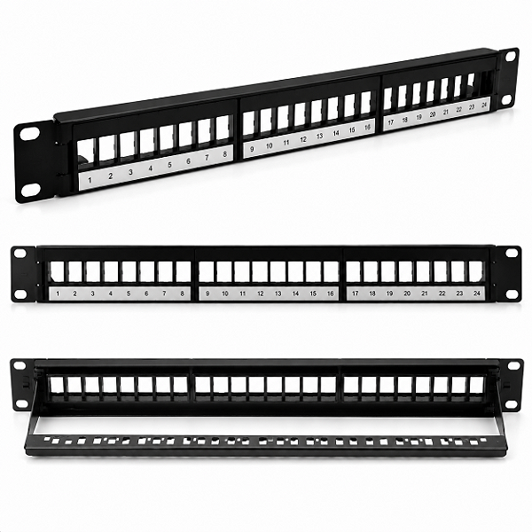 Patch Panel 24 Portas Descarregado Cat.5e ou Cat.6 Seccon 1u