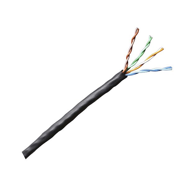 Cabo De Rede Cat5 Aluminio Cobre Cftv Preto Infinity Metro