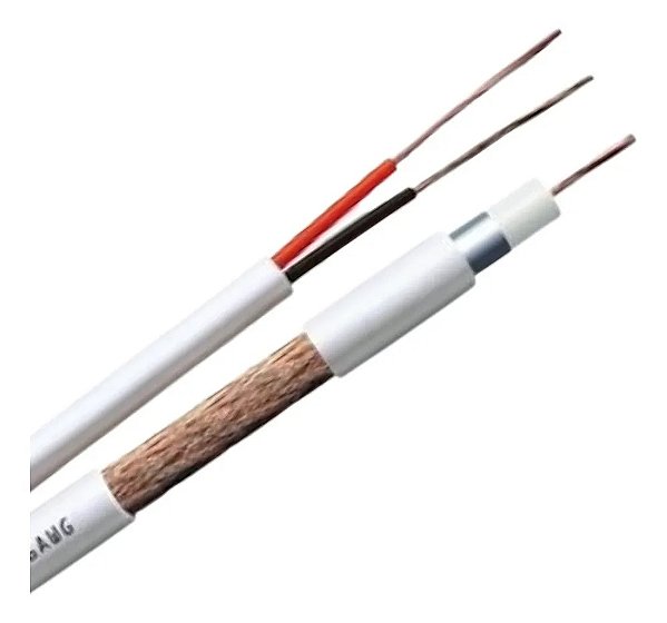 Cabo Coaxial RF 4mm 95% Malha Blindado Externo Branco Metro