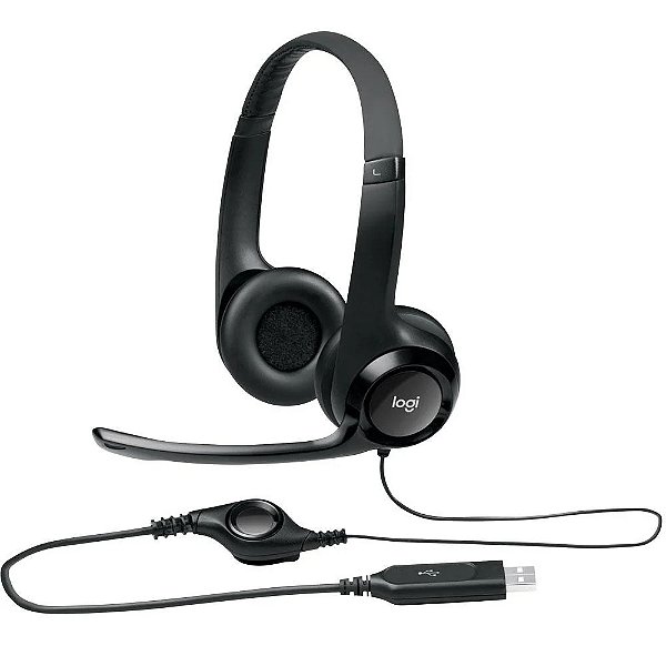 Fone Headset Logitech H390 Com Microfone Usb Pc Jogos Couro