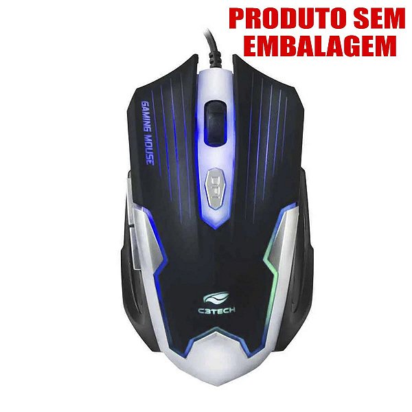 Mouse Gamer C3Tech Cabo Usb LED 2400DPI 6 Botões S/ Caixa