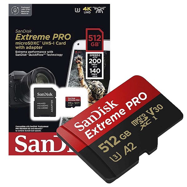 Cartao De Memoria Micro Sd Extreme Pro Sandisk Drone 512Gb