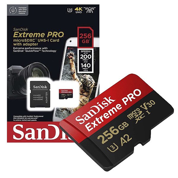 Cartao De Memoria Micro Sd Extreme Pro Sandisk Drone 256Gb