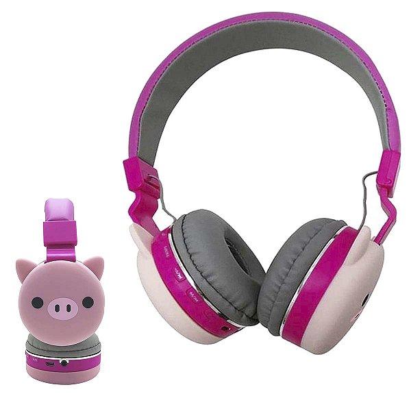 Fone De Ouvido Animais Infantil Crianca Bluetooth Porquinho