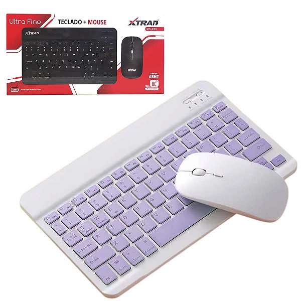 Kit Teclado Mouse Sem Fio Bluetooth Wifi Para Ipad e Tablet