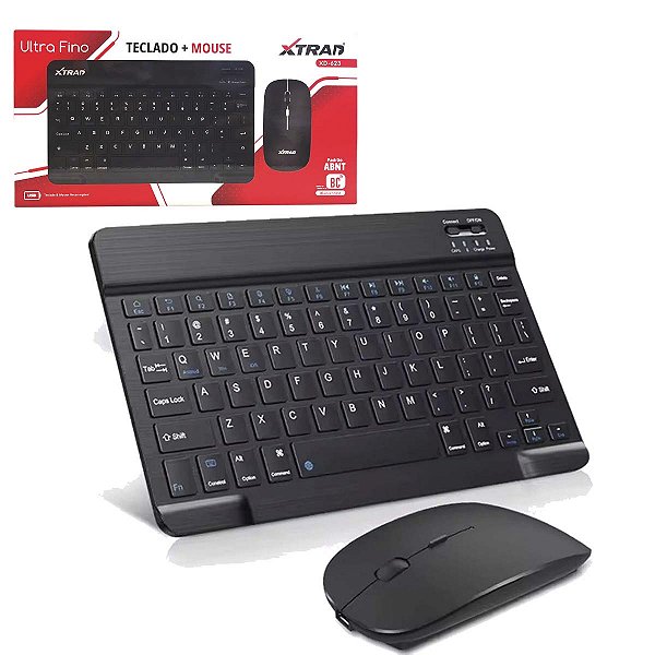 Kit Teclado Mouse Sem Fio Bluetooth Wifi Para Ipad e Tablet