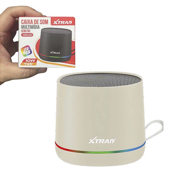 Caixa De Som Bluetooth Fm Rgb Portátil Xtrad 10W Creme