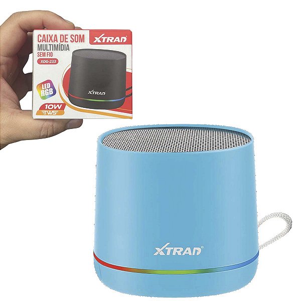 Caixa De Som Bluetooth Fm Rgb Portátil Xtrad 10W Creme