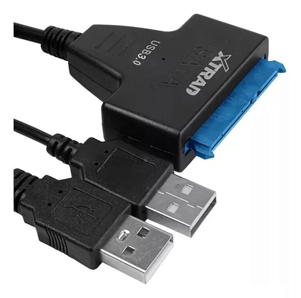Cabo Adaptador Usb Duplo 3.0/2.0 Para Sata 2,5 E 3,5 Preto