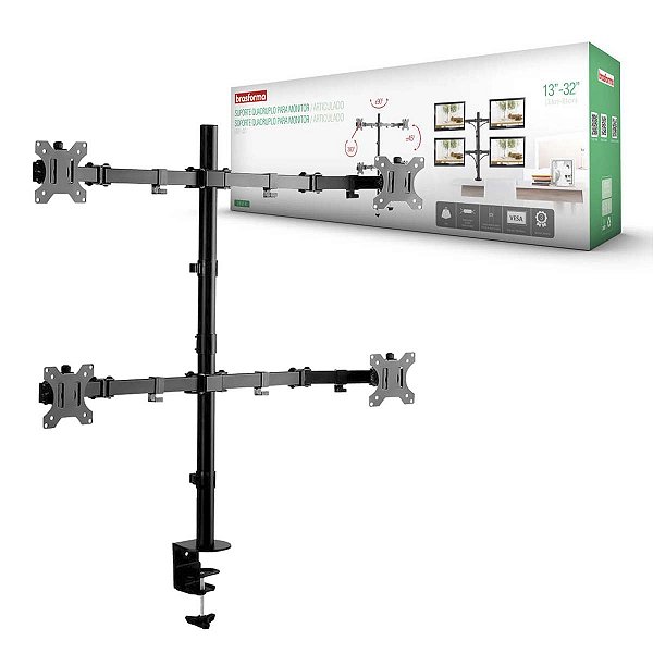 Suporte Para Monitor 4 Monitores 13" A 27" Vesa Brasforma