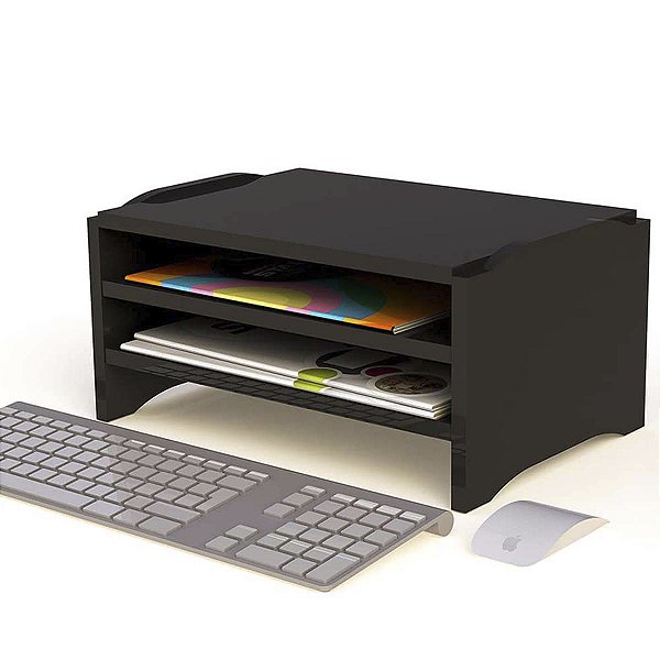 Suporte Para Monitor Triplo Em Mdf De Mesa Preto 9768 Stalo