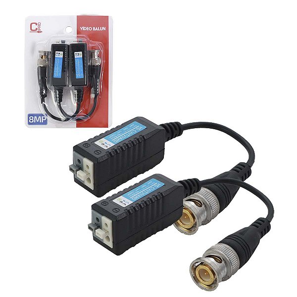 Par Video Balun Para Camera Cftv Passivo Hd Hibrido 8mp