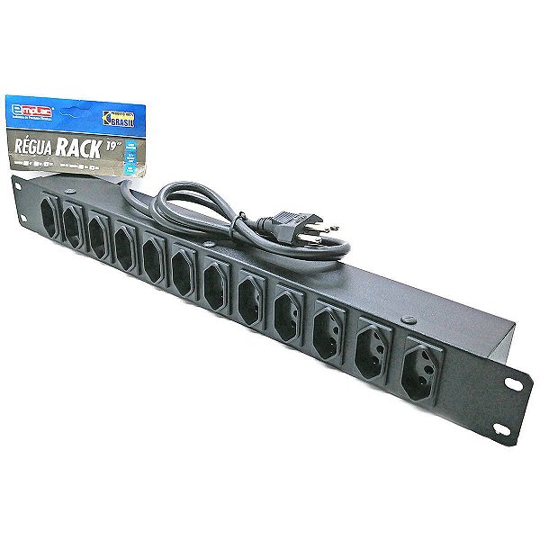 Régua Rack Padrão 19" Bivolt com 12 Tomadas 20A Espaçadas