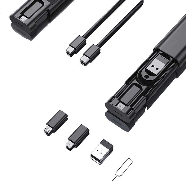 Kit Multi Adaptadores Otg Cabo Usb C Para Lightning Preto