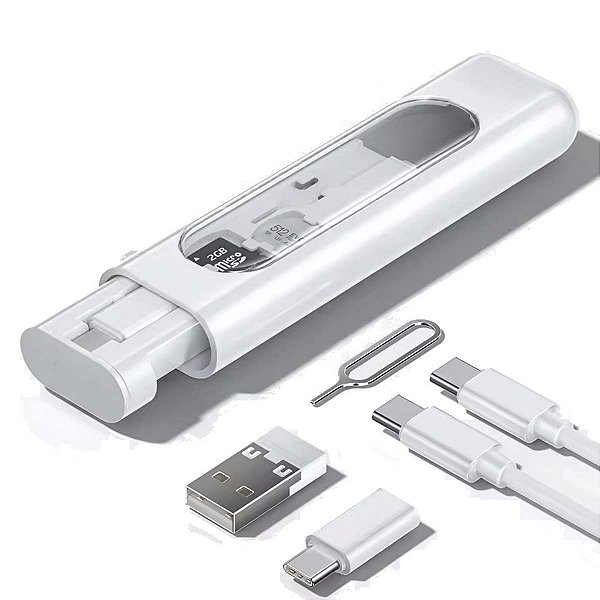Kit Multi Adaptadores Otg Cabo Usb C Para Lightning Branco