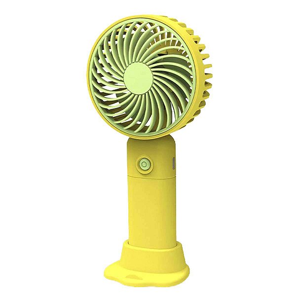Mini Ventilador Portátil 3 Velocidades Recarregável Amarelo