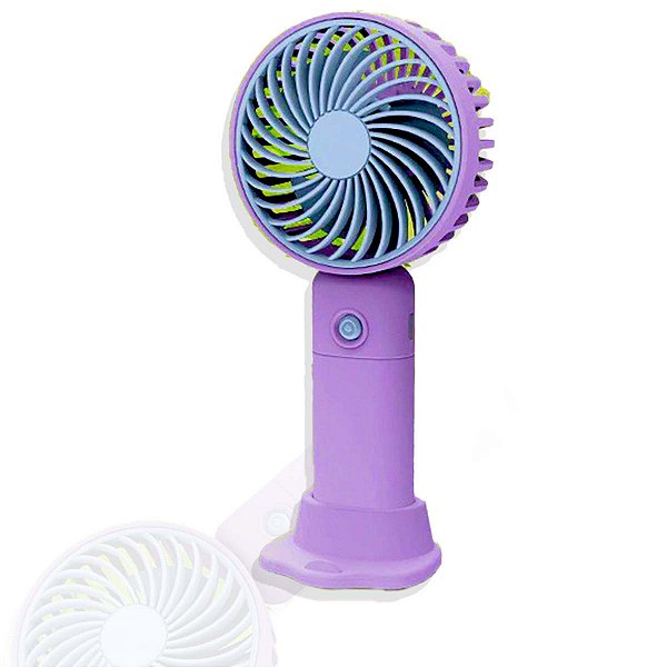 Mini Ventilador Portátil 3 Velocidades Recarregável Usb Roxo