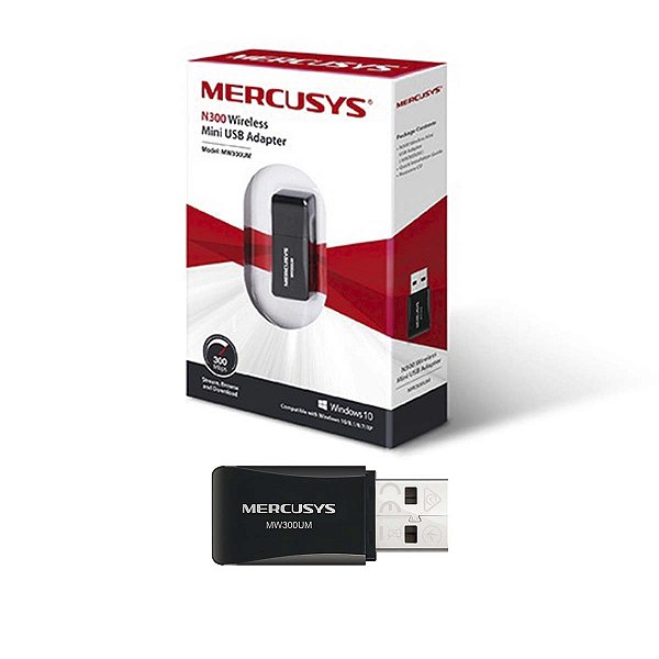 Adaptador Usb Wi-Fi Wireless 300 Mbps Mercusys MW300UM