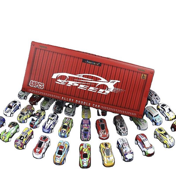 Conjunto 48 Carrinhos De Fricção Brinquedo Coleção Com Pista