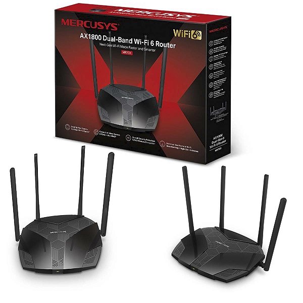 Roteador 4 Antenas Wi-Fi 6 AX1800 Dual Band Mercusys MR70X