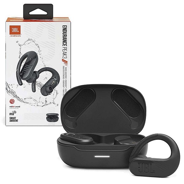 Fone Bluetooth Jbl Endurance Peak 3 Tws Intra Auricular Blk