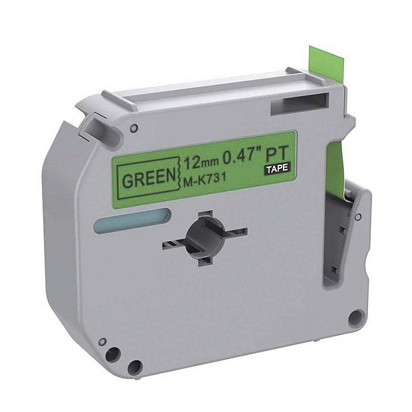 Fita Compativel Para Brother Rotuladora M-K731T 12mm Verde