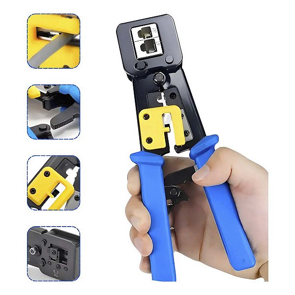 Alicate Crimpar Cabo De Rede Rj45 Rj11 Rj12 Conector Vazado