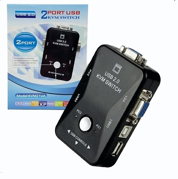 Switch De Monitor Kvm 2 Portas Sem Os Cabos Kvm21ua 2502