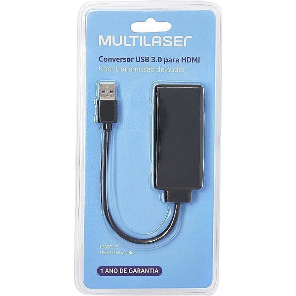 Conversor Adaptador USB 3.0 HDMI FullHD WI347 PC e Notebook