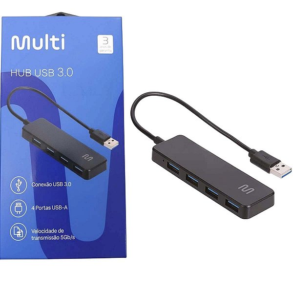 Hub 4 Portas USB 3.0 AC444 Compatível Windows/macOS/Linux