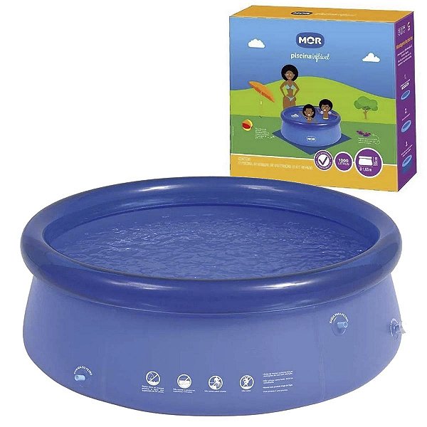 Piscina Inflável Azul Redonda Infantil 1000 Litros Mor Azul